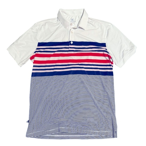 Mizzen + Main Versa Performance Golf Polo Shirt SS Striped, White, Size Med - Picture 3 of 8